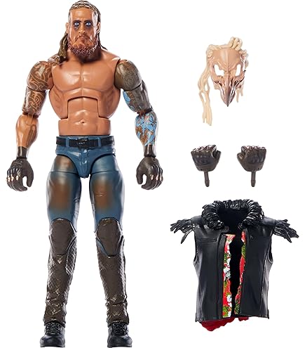 Mattel WWE Elite Collection Actiefiguur & Accessoires, Premium Live Event Bushwhacker Luke met verwisselbare handen en bouw-A-figuurstukken