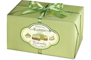 FLAMIGNI Colomba de Pâques Fourrée de Crème de Pistache 950 g, Dessert Artisanal Doux et Délicate, Enrobée de Chocolat Blanc et Grains de Pistache, sans Fruits Confits, Made in Italy