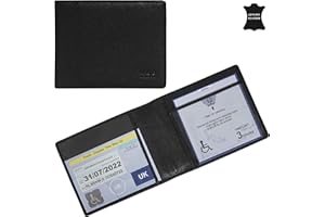 RHB Genuine Leather Disabled Blue Badge Holder with Timer Wallet – Secured Disability Parking Permit Cover with Hologram Protection (Timer not Included) (Black Pebble Grain)