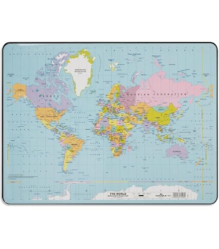 Grand Sous-main Carte Du Monde 40x90 Cm - Style Vintage Bleu, Antidérapant, Bord Cousu, Pour Bureau Et Gaming