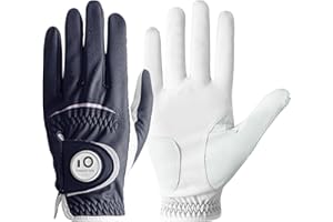 FINGER TEN Golf Gloves Men Right Hand Left Pu Leather with Ball Marker All Weather Soft Relaxgrip Value Pack, Golf Gloves Wear Resistant Stable-Grip Thumb Palm Patch for Swing Color Dark Blue Red Brown Pink