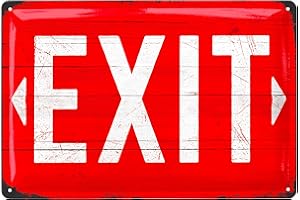 LANOLU Cartel de chapa retro con texto "EXIT", cartel vintage de cine como decoración para bodegas de fiestas, pubs y bares, cartel de metal retro como regalo, 20 x 30 cm