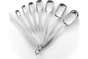 Spring Chef Stainless Steel Measuring Spoons Set of 8 with Leveler, Metal Teaspoon & Tablespoon Measuring Spoons for Dry & Liquid Ingredients, Fits in Spice Jars - Kitchen Gadgets For Baking & Cooking