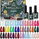 Anicco Smalto Semipermanente 27 pcs per Unghie in gel UV LED, con Base e Top Coat, Matt Coat, Nudo Glitter Rosso, 7.5ml