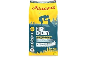 JOSERA High Energy (1 x 12.5 kg) | Adult | Premium Dry Food for Adult Active Dogs | Poultry & Salmon Oil | Ideal for Agile Breeding and Sports Dogs | Wheat Free | Dog Food | Pack of 1