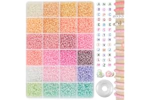 ARTREE Perles de 3 mm pour bracelets, colliers à faire soi-même, avec perles de lettres à enfiler, idée cadeau pour Noël, anniversaire, fête