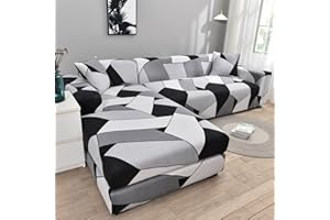 uyeoco Housse de Canapé d Angle Extensible Complet Protection Canapé d'angle pour 1/2/3/4 Places Couverture Canape Dangle Droit/Gauche Couvre Canape(K,235-300cm)