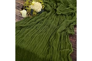 YMHPRIDE 2 Stück Seihtuch-Tischläufer Olivgrün,90 x 300 cm Grün Rustikaler Gaze-Stoff Boho-Tischläufer Käsetuch Cheesecloth Tischläufer Hochzeit Tischdecke für Hochzeitsfeier Brautparty Tischdekoration