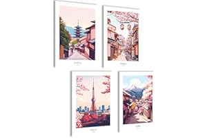 Mojoliving Affiche japonaise - Images Esthétiques Anime pour le salon, la décoration et le cadeau japonais - Japon City