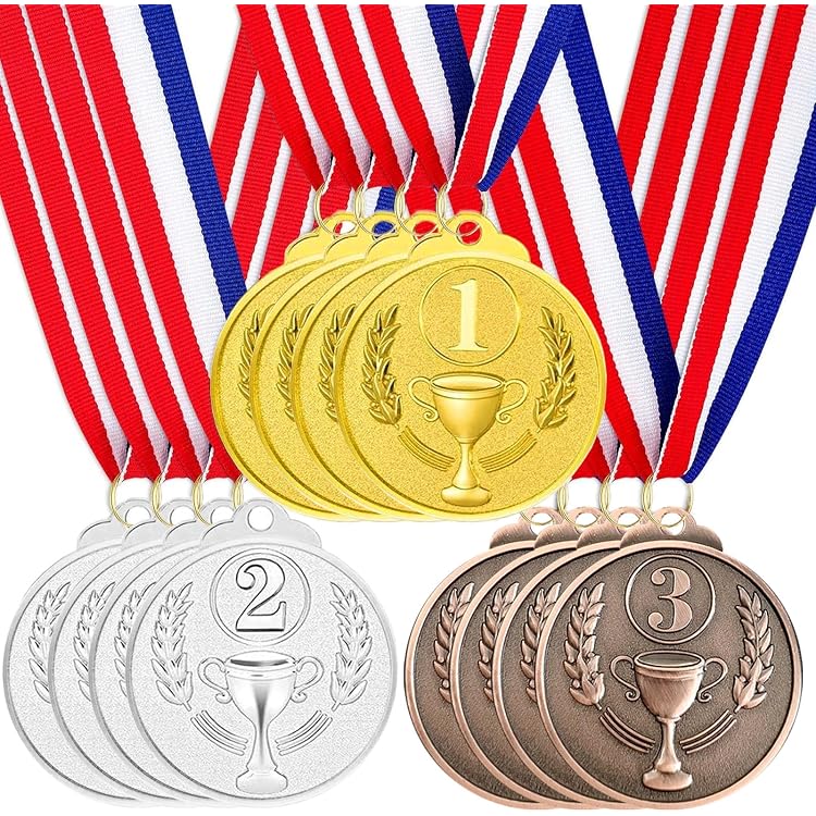 Set De Médailles Boland - Or, Argent, Bronze (6cm) Avec Collier - Pour Sport, Anniversaire, Fête