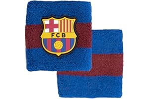 Hy-Pro Lot de 2 Bracelets en Coton sous Licence Officielle FC Barcelone - pour Enfants, Adultes, Unisexe, évacuation de l'humidité, Football, Course, Sport, Gym, Tennis, Exercice