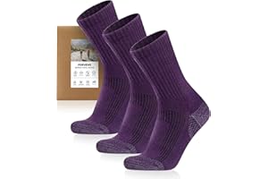 FORVEVO Merino Wandersocken Herren Damen 3 Paar, 60% Wollsocken Herren Gepolstert, Thermo Wintersocken, Sportsocken für Trekking Outdoor