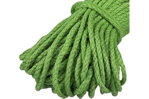 Uiopa Cuerda de Yute 5mm x 10m Cordel Yute Natural Cuerda Cañamo 4 Capas de Cuerda Yute Gruesa, SOGA Gruesa para Decoración de Jardín, Rascador para Gatos, Colgar Fotos, Jardinería (Verde Fruta)