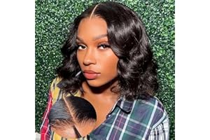 Angelwing Hair Wear and Go 4x4 HD Lace Closure Glueless Wigs Human Hair Pre Plucked Brazilian Virgin Body Wave Lace Front Wigs Human Hair 150% Density Closure Wig with Elastic Band Natural Hairline