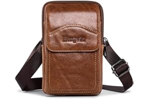 hengwin Skórzana Torba na Suwak Retro Torba na Ramię Pasek na Telefon Kabura na Telefon Dorywcza Torba na Ramię Talia