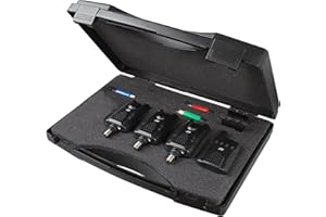 JRC Kit de Alarma de Mordida y Soporte de Caña para Pesca de Carpa, Negro, Metal, Montaje en Superficie, Incluye Rod Pod con Tres Barras de Rod Buzz y Tres Alarmas de Mordida de Pesca