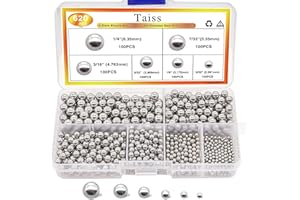 Taiss 620 Stück Kugellager Kugeln,Stahlkugeln,Edelstahlkugeln,Edelstahl Metallkugeln 6 übliche Größen für Mountainbike Rad Präzision Ersatzteile F-086-620PCS