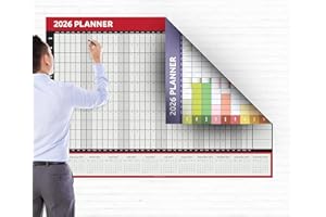 EVELAY Calendrier 2025 A0 grand format (84 x 118 cm) planificateur mural roulé double face avec motif rouge et arc-en-ciel de chaque côté pour l'année complète pour le bureau à domicile