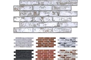 Commomy 12 Pezzi Pannelli murali 3D Adesivi Murali Mattone, 58 x 30 cm, Pannelli Decorativi per Pareti 3D Mattoni, PVC, Rivestimento Murale Finto Mattone Decorazione per Pareti Interne (2,08 m²)