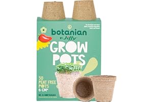 LBS HORTICULTURE Jiffy Botanian Peat-Free Fibre Growing Pots 30 Pack – Premium Sphagnum Moss Seedling Pots with Reinforced Walls – Biodegradable, Home Compostable Root Trainers for Indoor & Outdoor Plants