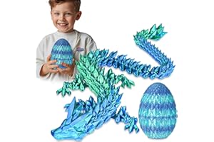 BALKWAN Surprise Dragon Egg with Dragon Inside – Gifts for Kids and Adults, 3D Printed Fidget Toy, Ideal for Christmas, Easter, Birthdays, Fun Desk Décor and Stress Relief(Sea Blue, Large)