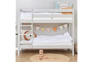 Hoppekids Letti a castello ECO Comfort Grigio Tortora | 70x160 + Dogde del letto | Etichetta ecologica nordica | Pino massiccio dell'UE