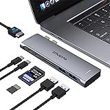 USB C Adapter für MacBook Air Pro M1,USB C Hub Mac Dongle mit 4K HDMI, 2 USB, SD/TF Kartenleser, Thunderbolt 3 für 13", 15" u