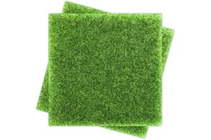 DJHUHN Mini Kunstrasen DIY 2 Stück Mikrorasen 15 x 15cm Rasenteppich Dekoration für Mikro Landschaft Puppenhaus DIY Basteln Miniatur Garten Moos
