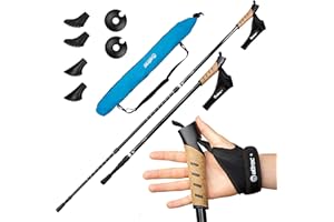 ATTRAC Bastoncini nordic walking con sistema telescopico, anti-shock e ammortizzante - Lunghezza regolabile da 69 fino a 136 cm - Impugnatura in sughero + PDF workout