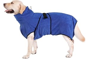 PETTOM Accappatoio per Cani Microfibra Accappatoio Cane Asciugatura Rapida Super Assorbente Regolabile Asciugamano per Animali Domestici Morbido Cappotto Bagno per Cani di Medio Grande Taglia Blu XL