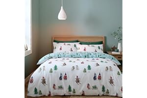 Catherine Lansfield Szczotkowany śnieżny pingwin dwustronny zestaw poszewek na kołdrę z poszewkami na poduszki biały