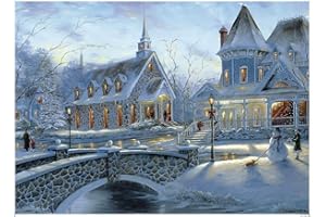 EACHHAHA Winter Jigsaw Puzzle Romantic town for Adults(Large 70x50cm/27.5x19.7in) -Puzzles 1000 Pieces Cardboard Puzzles- Relax Puzzles Games-Brain Teaser Puzzle