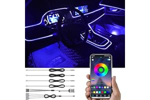 TABEN Voiture lumière ambiante APP contrôle lumière décorative Lampe Bricolage Refit Flexible Fibre Optique Tuyau 64 Couleurs intérieur Plancher éclairage atmosphère lumière 1W DC 12V 5m