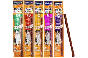 *NEW* CASE OF 50 MIXED VARIETY VITAKRAFT DOG BEEF STICKS 5 FLAVOURS SOFT MEATY DOG TREAT STICKS