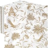 Table Fun 100 x Soft Gold Chinoiserie Paper Napkins, Disposable Napkins for Birthdays, Weddings, Bridal Showers, Everyday Use