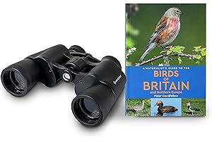 Celestron 73152 LandScout 8x40mm Water-Resistant Birder Starter Kit - Rubber Grip Binoculars with Coated Lens and K9 Optical Glass, includes Birds of Britain and Northern Europe Guidebook, Black