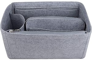 NOTAG Bag Organiser Felt Bag Organiser Insert Handbag Multi Pocket Tote Organiser Bag (Grey, Large)