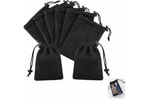 Set med 8 liten nätväska med dragsko 10 x 15 cm, nylonnätväska, andningsbar svart nätförvaringsväska, organisatör för kosmetiska smycken, nyckelkablar, för resor, hemtillbehör