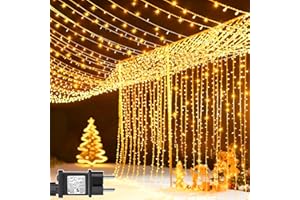 yowin Cortina de Luces 600 LED 6mx3m Luces Navidad con Enchufe, Temporizador, 8 Modos Impermeable Cascada Luces para Exterior Balcon Jardín Terraza Escaparates Interior Decoración - Blanco Cálido