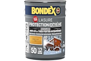 BONDEX - Lasure Bois Protection Extrême - Anti-UV/Humidité - Haute Résistance - Séchage Rapide - 5L - Chêne Clair