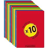 Conquistador &ndash; Pack of 10 Classic Notebooks 24 x 32 cm, Large Sey&egrave;s Tiles 48 Stapled Pages, Assorted Colours