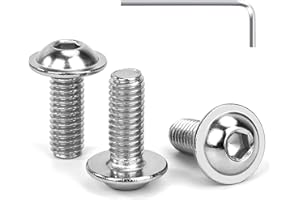 Tunejoy Viti a Testa Bombata con Flangia M6 x 16 mm Vite a Testa Esagonale Bulloni in Acciaio Inox A2 V2A Viti a Brugola con Chiavi a Esagono Filettatura Completa 30 Pezzi