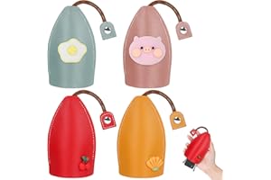 LIAMOSTEE Unisex Schlüsseltasche mit niedlichem Früchten, 4pcs Schlüssel tasche, PU-Leder, Schlüsselgeldbörsen, Autoschlüsselhalter, Autoschlüsselhülle für Männer und Frauen