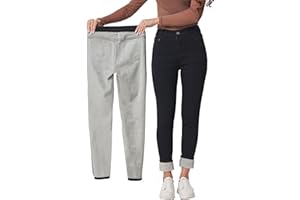 Yehopere Damen Winter Fleece Gef¨¹ttert Jeans Slim Fit Warm Skinny High Waist Denim Jeans