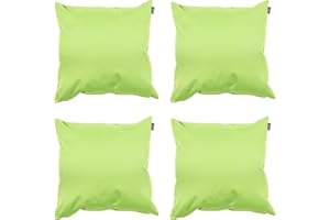 Bean Bag Bazaar Outdoor Cushions Filled, Plain Collection, Lime Green, Set of 4, 43cm x 43cm, Water Resistant, Green Outdoor Cushions for Garden Furniture, Garden, Patio