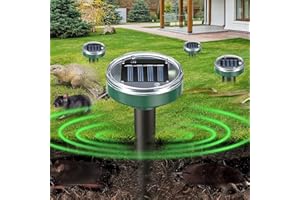 HOPSEM Solar Mole Repellent Ultrasonic Gopher Scarer Groundhog Repeller 4 Pack Easy to use Waterproof Outdoor Rat Deterrent for Snake Rodent Vole Garden Farm Orchard