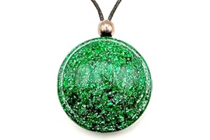 BEREMUN Orgonita colgante MEDALLÓN (6 colores), potente colgante de Orgonite auténtico, collar protector, colgante de Orgón, piedra orgonita, artesanal y auténtica, colgante para mujer y hombre (Verde)