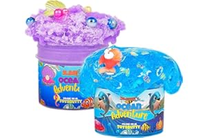 ToysButty 2 Schleim Set mit Klarer Slime Und Cloud WolkenSchleim für Kinder, Vorgefertigt in Behältern, Erstellen Sie mit Ozean Theme, 5 Zubehör Schleim selber Machen Set Jungen Mädchen Kinder Toys