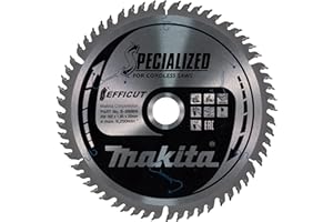 Makita B-69864 EFFICUT brzeszczot do piły tarczowej Ø 165 x 1,85 x 20 mm, 60 zębów, kąt zębów 10°, do czystych i szybkich cięć w drewnie, do akumulatorowych pił nasadowych i ukośnych