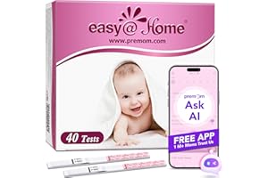 Pregnancy Test Strips Early Detection: Easy@Home 40 x HCG Strips 10mIU/mL, Accurate Early Pregnancy Tests, Sensitive HCG Pregnancy Test Strips with Smart APP, Home Fertility Testing Kit 40 Packs